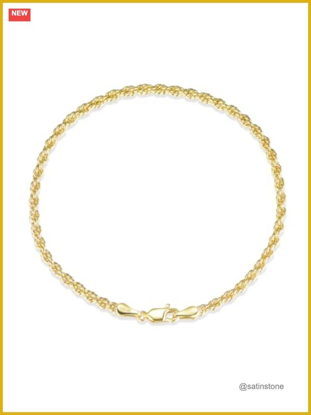 14K Gold Filled Twisted Rope Chain Bracelet 8in Diamond Cut